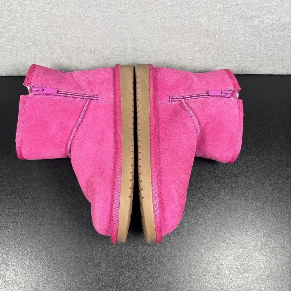 Koolaburra UGG Victoria Mini Dots Bow Boots Raspberry Pink Suede Kids Size 2Y